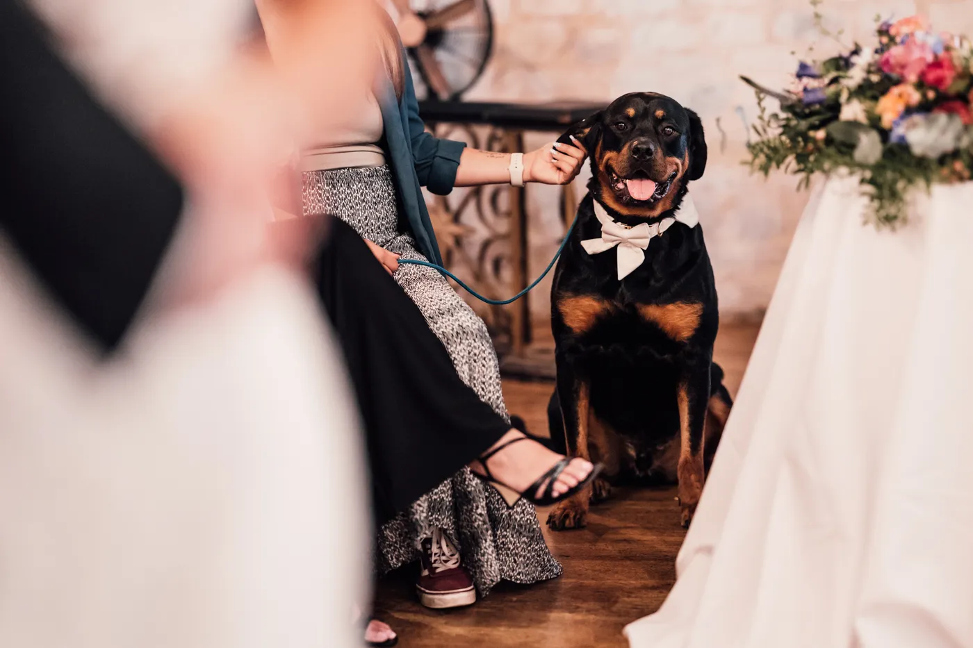 Herbert being cared for by a Quality Chops chaperone at a wedding